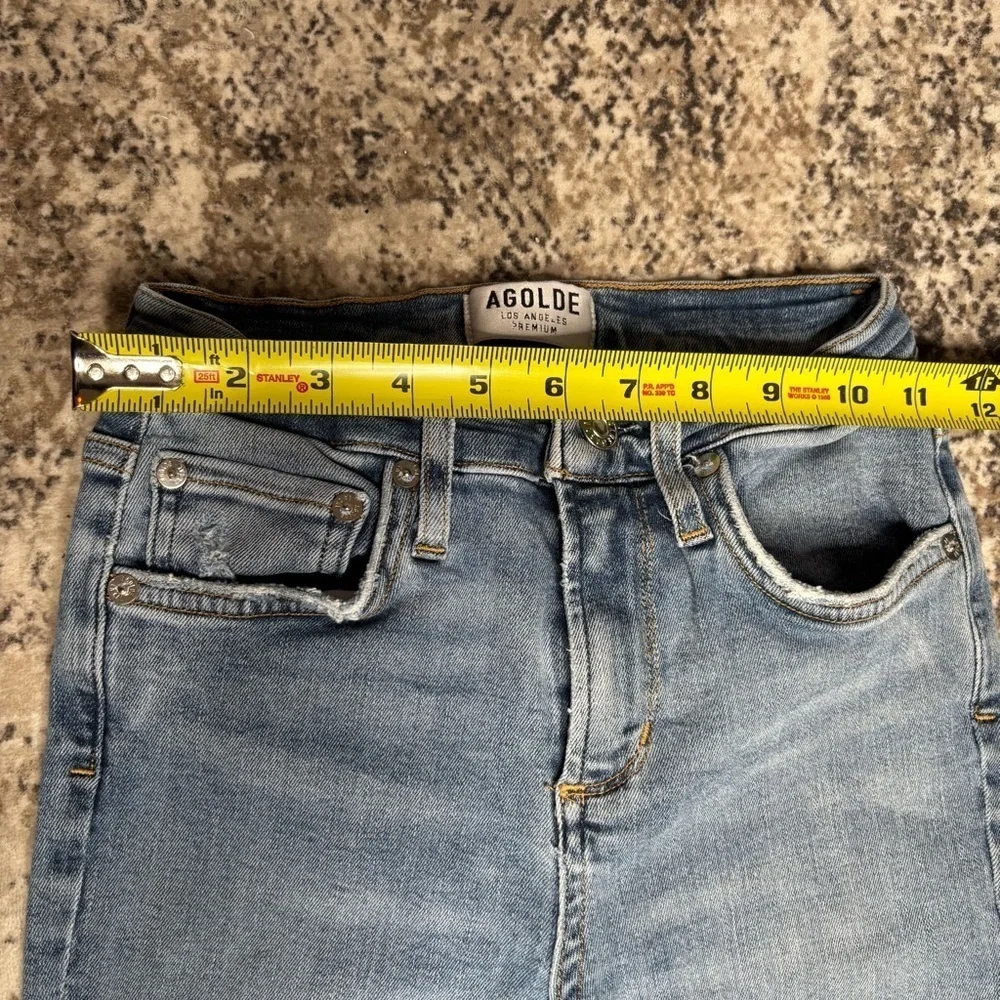 Agolde Women's  Skinny Cropped Jeans Frayed Raw Hem High Rise Size 23